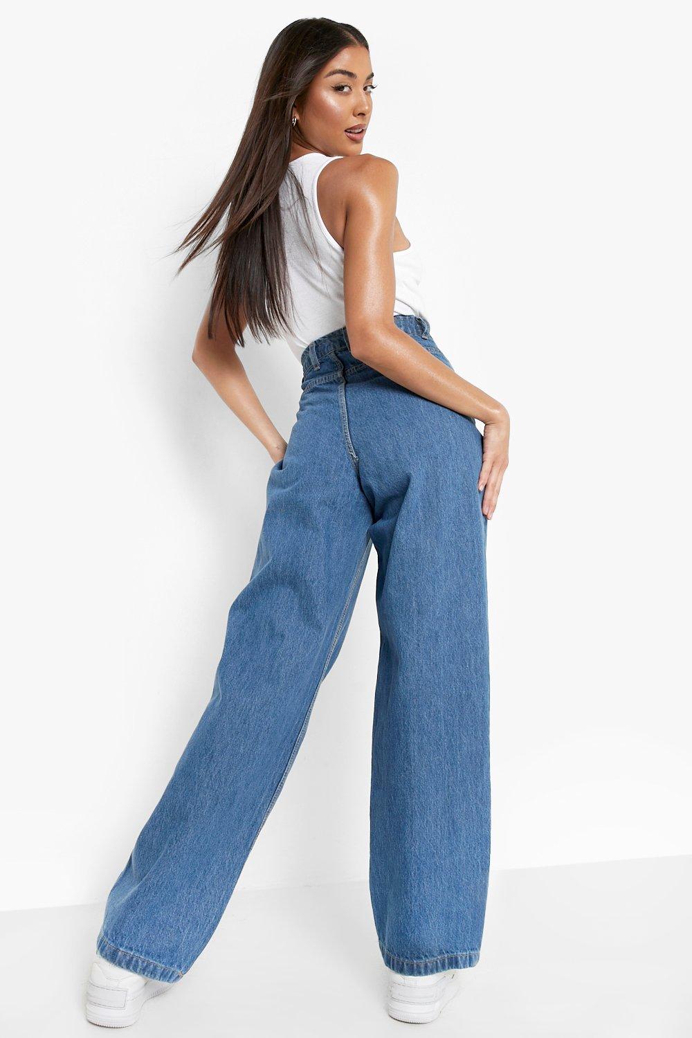 Jeans a vita alta stile anni 90 taglio maschile boohoo IT